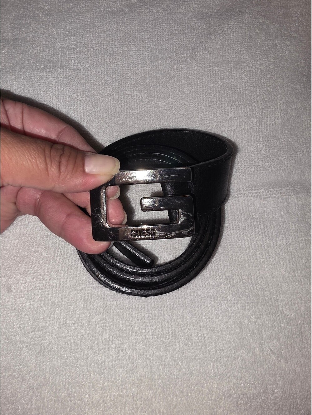 GUESS Black Belt Silver G Logo Buckle Women’s New Without Tags